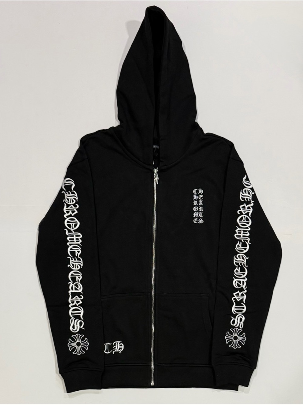 Black & White Chrome Hearts Zip Up Hoodie Size Small